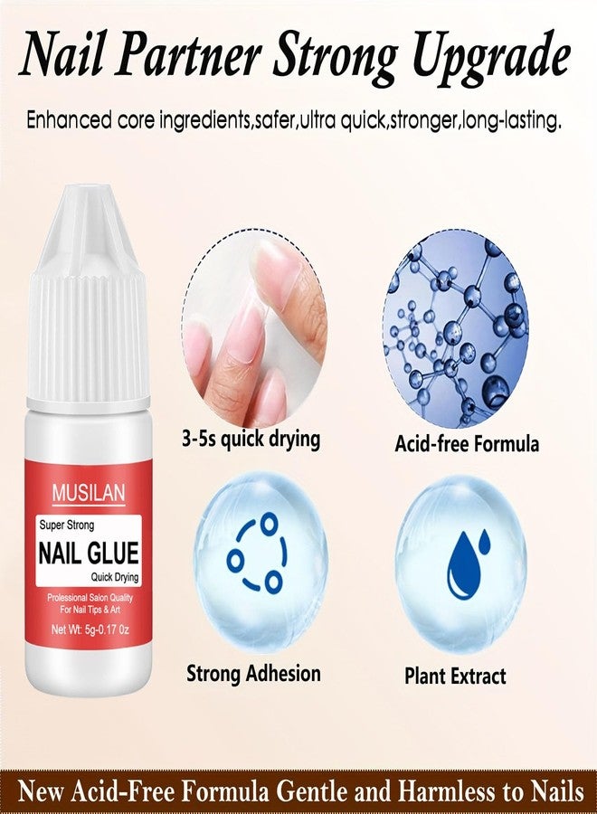 MUSILAN 12 Bottle 5g Nail Glue,Super Strong Nail Glue for Press On Nails,Professional Upgrade Safety & Quick Dry Nail Gel for Acrylic Nails Tips & False Nail Long Lasting for Stick On Broken - Image 3